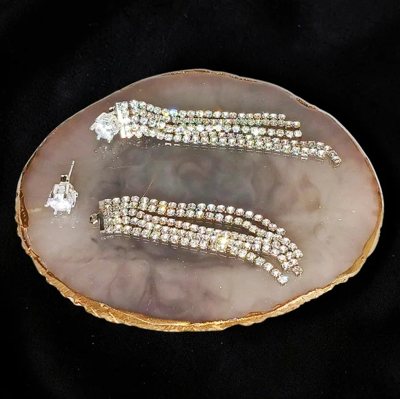 HP 🎉 Sterling Silver Diamond Chandelier Dangle Drop Earrings Romantic Boho Chic - Picture 2 of 13